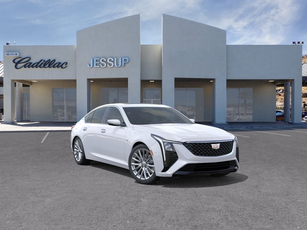 2026 Cadillac CT5 Premium Luxury in Summit White — front three-quarter view