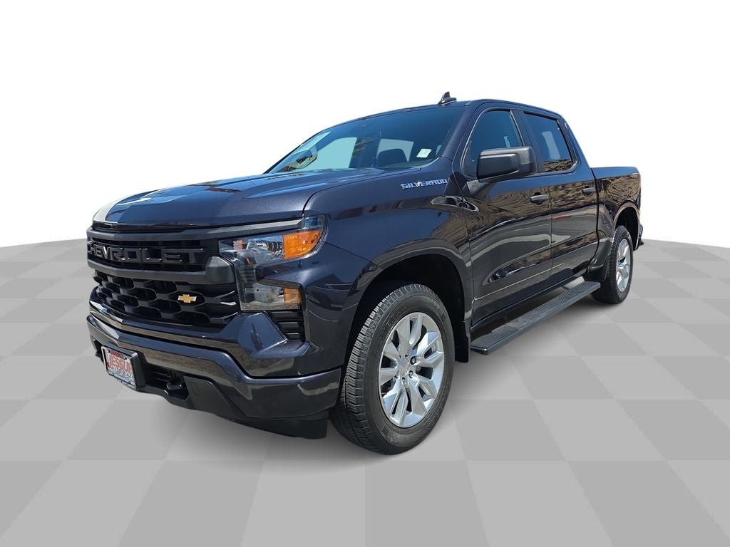 2023 Chevrolet Silverado 1500 Custom in Dark Ash Metallic — front three-quarter view