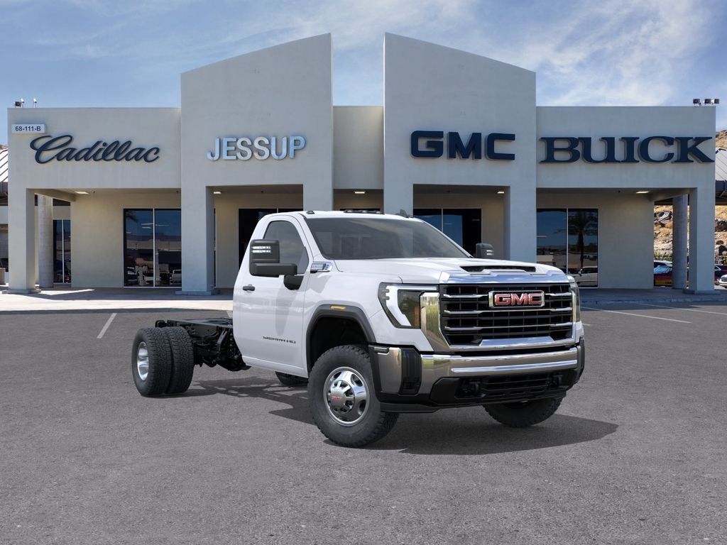 2026 GMC Sierra 3500 HD Chassis Cab Pro in Summit White — front three-quarter view