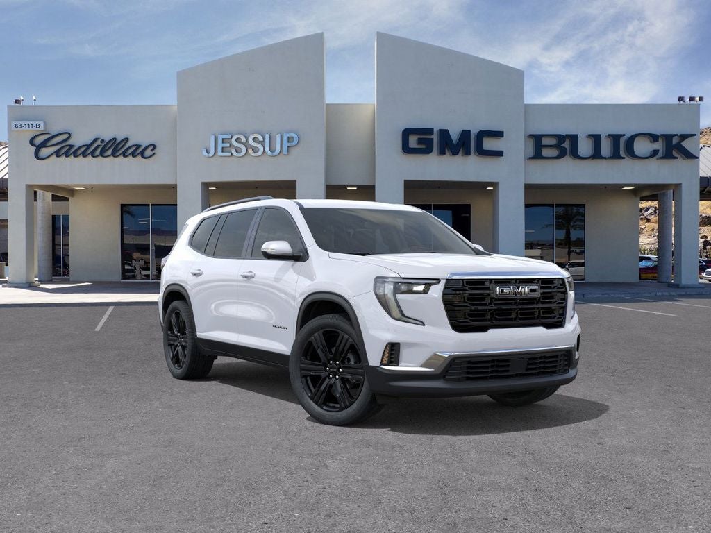 2026 GMC Acadia Elevation in Summit White — front three-quarter view