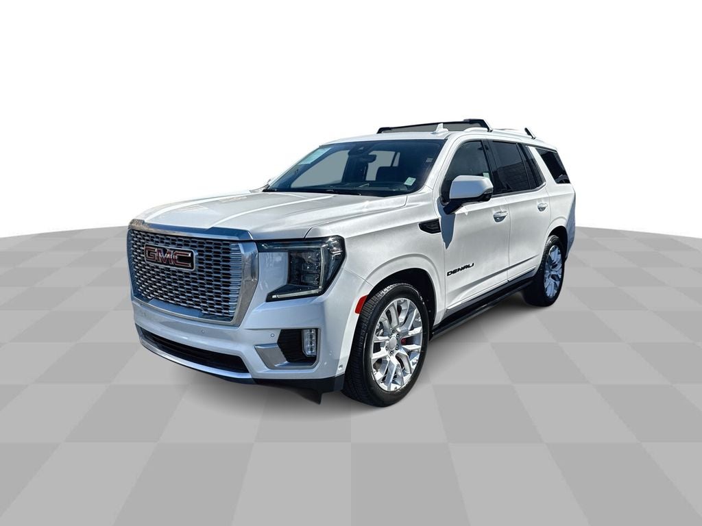 2023 GMC Yukon Denali in White Frost Tricoat — front three-quarter view