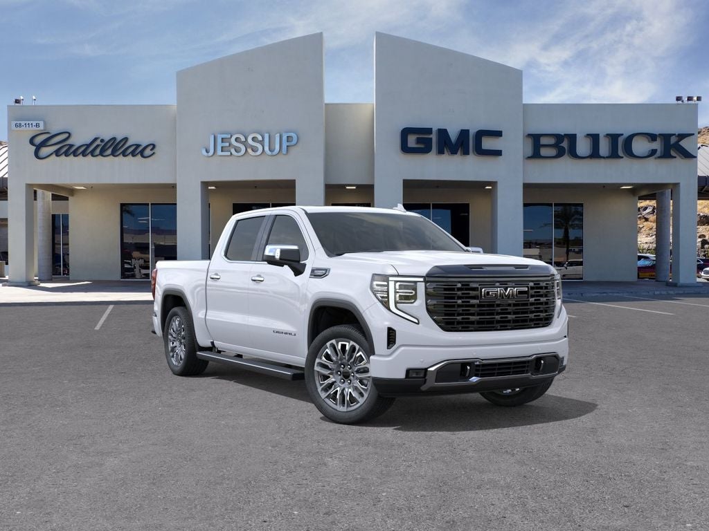 2026 GMC Sierra 1500 Denali Ultimate in Glacier White Tricoat — front three-quarter view