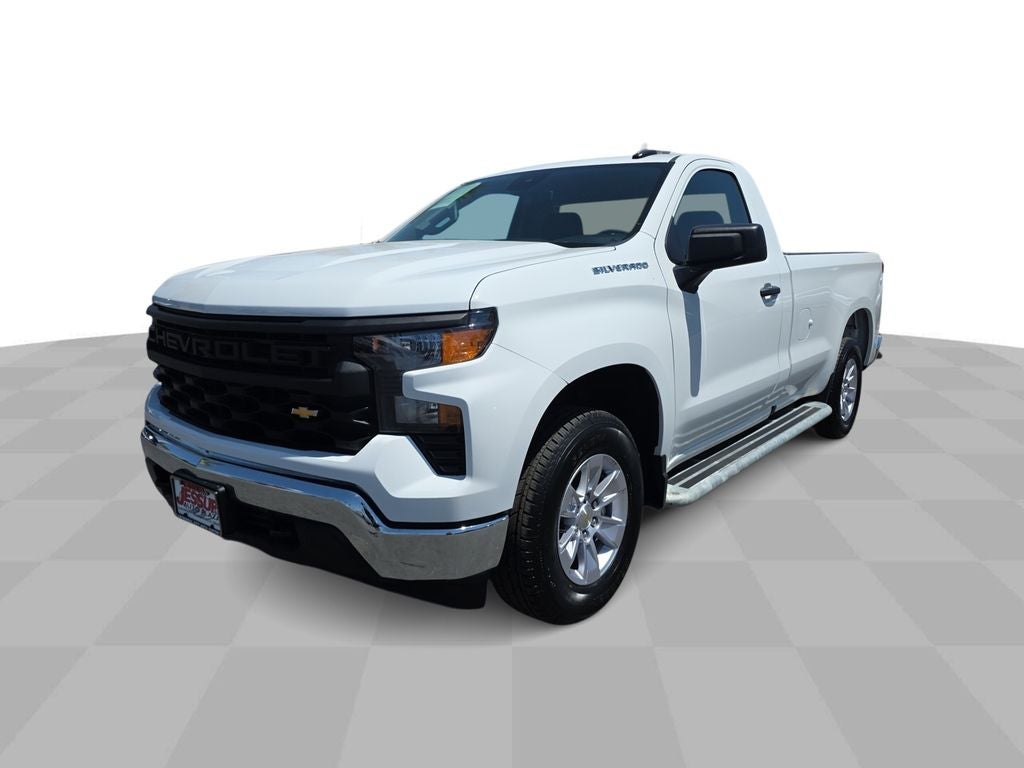 2025 Chevrolet Silverado 1500 WT in Summit White — front three-quarter view