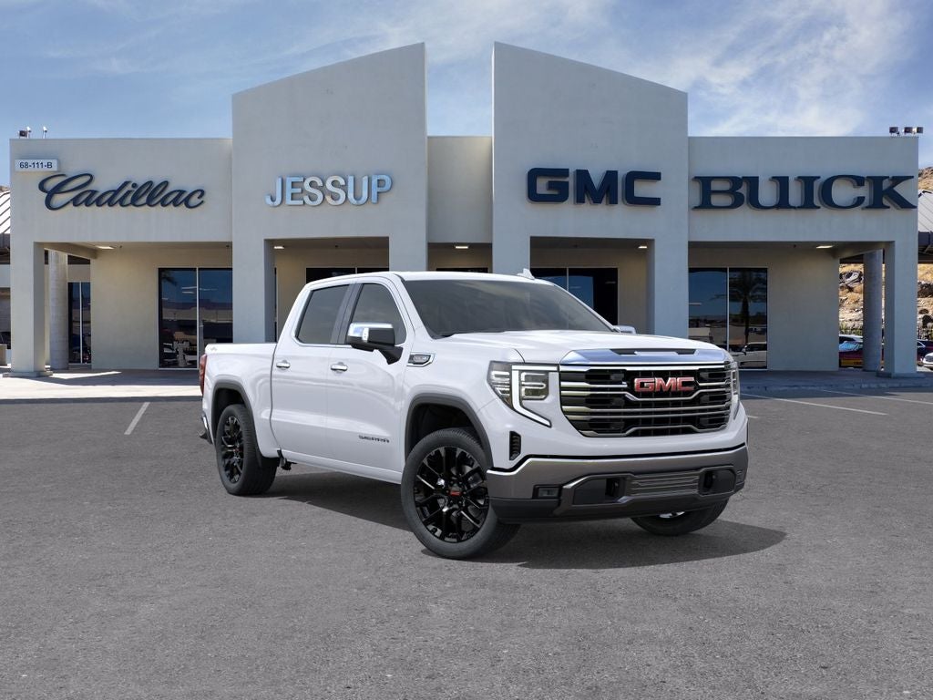 2026 GMC Sierra 1500 SLT in Summit White — front three-quarter view