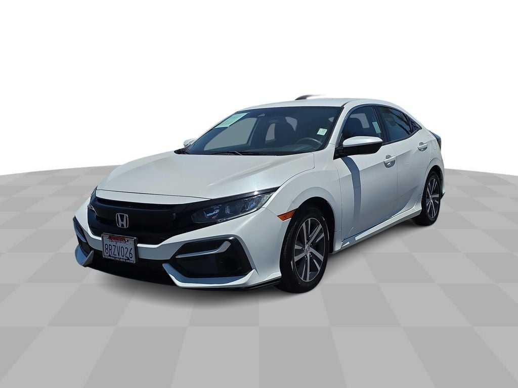 2020 Honda Civic Hatchback LX in White — front three-quarter view